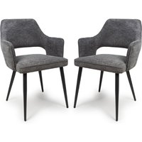 Tipton Dark Grey Fabric Dining Chairs In Pair
