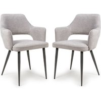 Tipton Pewter Fabric Dining Chairs In Pair