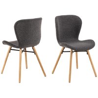 Baldwin Anthracite Fabric Dining Chairs With Oak Legs In Pair