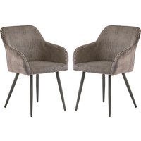 Glen Grey Corduroy Velvet Dining Chairs In Pair