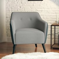 Kinder Chenille Fabric Bedroom Chair With Wooden Legs In Grey