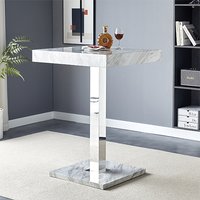 Topaz High Gloss Bar Table Square In Magnesia Marble Effect