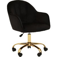 Brent Velvet Home Office Chair In Black With Gold Base
