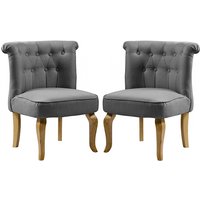 Pacari Grey Fabric Dining Chairs With Wooden Legs In Pair