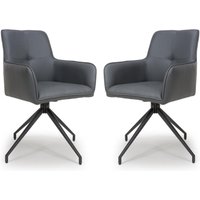 Novato Grey Faux Leather Dining Chairs In Pair