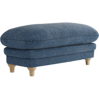Plumpton Blue Footstool in Denim Blue and Duck Egg Chenille