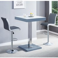 Topaz Glass White Grey Bar Table 2 Ritz Grey White Stools