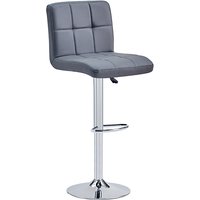 Coco Faux Leather Bar Stool In Grey With Chrome Base