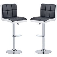 Copez Black And White Faux Leather Bar Stools In Pair