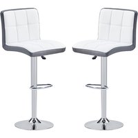 Copez White And Grey Faux Leather Bar Stools In Pair