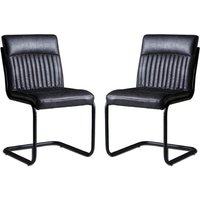 Catila Grey Faux Leather Dining Chairs In Pair