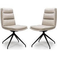 Norton Taupe PVC Fabric Dining Chairs With Metal Legs In Pair
