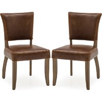Dukes Tan Brown Leather Dining Chairs With Wooden Frame In Pair