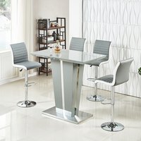 Memphis Glass Grey Gloss Bar Table 4 Ritz Grey White Stools