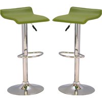 Belita Green PVC Bar Stools With Chrome Base In Pair