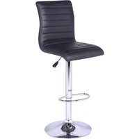 Ripple Faux Leather Bar Stool In Black With Chrome Base