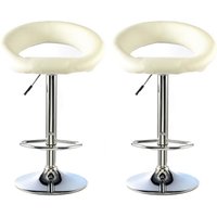 Makamae White PU Leather Bar Stool In A Pair