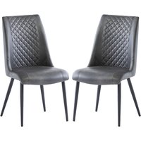 Adora Grey Faux Leather Dining Chairs In Pair