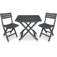 Kinston Plastic 3 Piece Folding Bistro Set In Anthracite