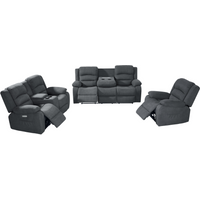 Florence Electric Recliner Sofa Set 3+2+1 Grey Fabric