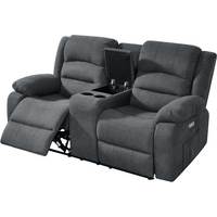 Florence 2 Seat Couch Recliner Grey Fabric