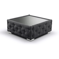 Olivia Luxury Large Footstool With Glass Top Black