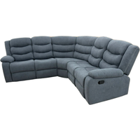 Classic Corner Recliner Sofa Manual Grey Fabric