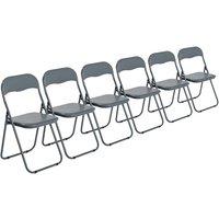Grey Wave Grey Framed Padded Folding Chair - Pack of Six