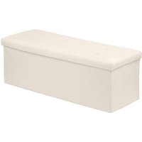 Foldable Storage Ottoman - 111 x 37 x 39cm - Cream Boucle