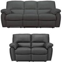 Very Home Leighton Real Leather/Faux Leather 3 Seater + 2 Seater Power Recliner Sofa Set
