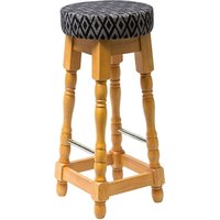 Classic Soft Oak High Bar Stool with Black Diamond Seat (Pack of 2)