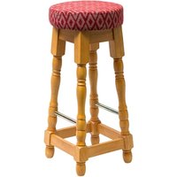 Classic Soft Oak High Bar Stool with Red Diamond Seat (Pack of 2)