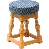 Classic Soft Oak Low Bar Stool with Blue Diamond Seat (2 Pack)