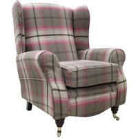 Sherlock Wingback Fireside High Back Armchair Balmoral Fuchsia Check P&S