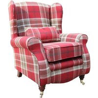 Sherlock Wingback Fireside High Back Armchair Balmoral Red Check P&S