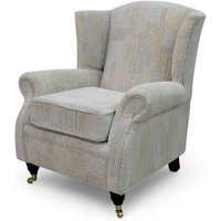 Wing Chair Fireside High Back Armchair Symphony Biscuit Fabric