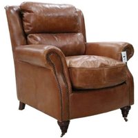 Florence Vintage Tan Distressed Real Leather Armchair