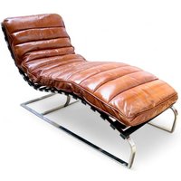 Bilbao Daybed Vintage Tan Distressed Leather Chaise Lounge