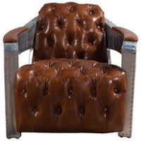 Aviator Chesterfield Buttoned Distressed Vintage Armchair
