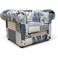Chesterfield Thomas Low Back Club Chair Charles Patchwork Beige Fabric