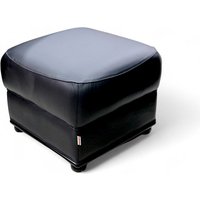 Italian Leather Footstool Pouffe Cube Black