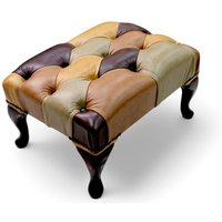 Chesterfield Queen Anne Footstool Old English Patchwork Leather