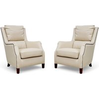 2 x Crofter Vintage Cream Leather High Back Chairs