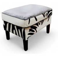 Brown Zebra Hair On Hide Leather Print Footstool