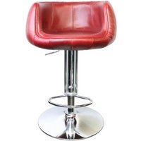 Vintage Rouge Red Distressed Leather Barstool