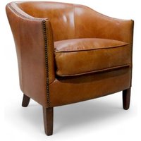 Vintage Leather Distressed Tan Tub Chair