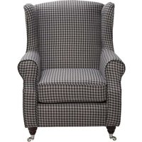 Wing Back Chair Brooks Charcoal Fabric