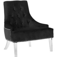 Clarox Button Tufted Fabric Accent Chair In Black