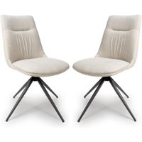 Buxton Natural Swivel Fabric Dining Chairs In Pair