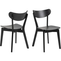 Reims Matt Black Wooden Dining Chairs In Pair